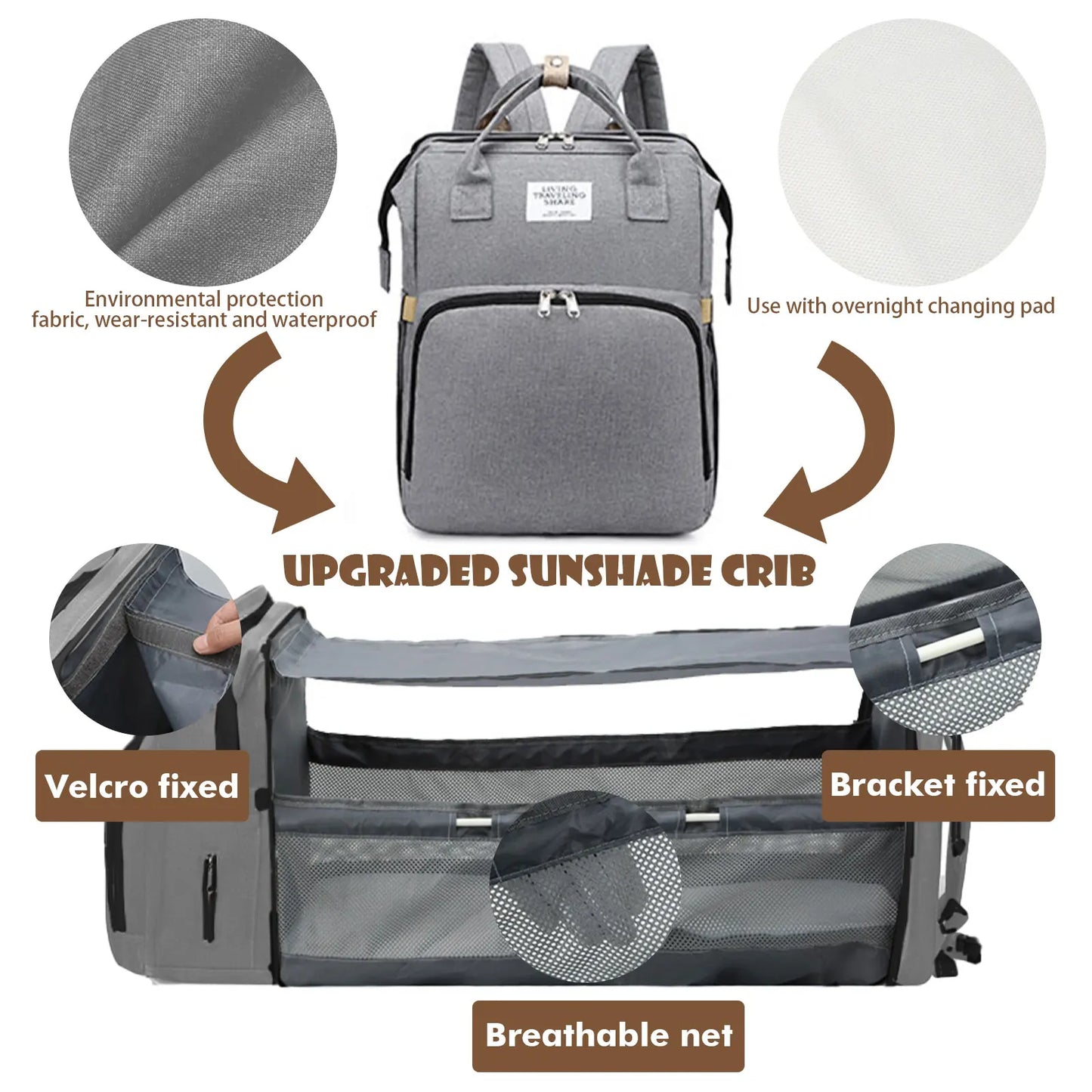 Portable Diaper Bag & Travel Bed For Baby